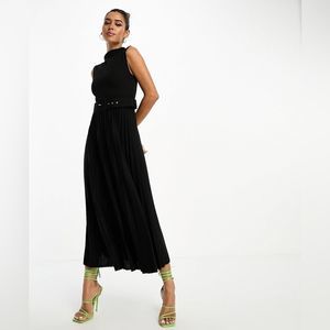 ASOS Black Midi Turtleneck Sleeveless Dress